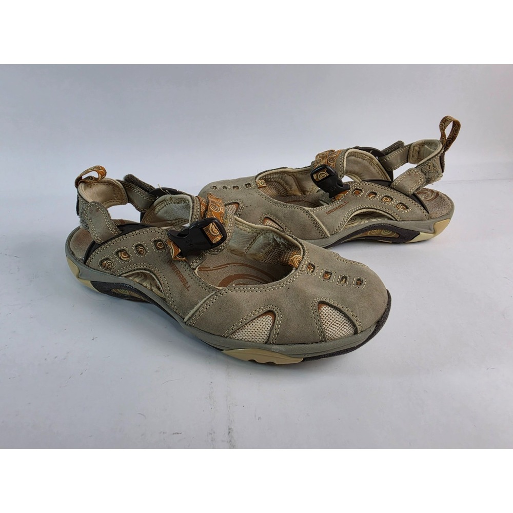 Merrell Siren Beige Tan Womens 7.5 Hiking Trail Sandals Vibram Comfort Outdoor